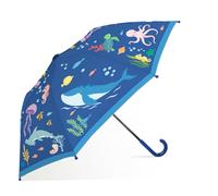 Decalsweet Kids Stick Umbrella,Children's Folding Dome Umbrella with Safety Opening,Lightweight Bubble Umbrella for Boys Girls Outdoor Travel,Ocean Fish