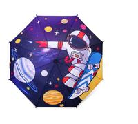 Decalsweet Kids Stick Umbrella,Children's Folding Dome Umbrella with Safety Opening,Lightweight Bubble Umbrella for Boys Girls Outdoor Travel,Astronaut Space
