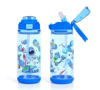 Decalsweet Kids Water Bottles With Straw,600ml Childrens Water Bottle,Leakproof Toddler Drinks for School Travel,Lightweight Sport Bottle for Boys Girls,Astronaut