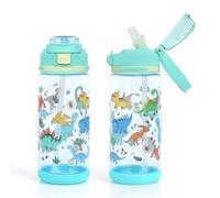 Decalsweet Kids Water Bottles With Straw,600ml Childrens Water Bottle,Leakproof Toddler Drinks for School Travel,Lightweight Sport Bottle for Boys Girls,Dinosaur