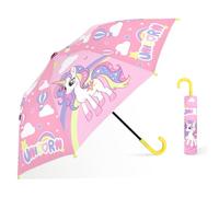 Decalsweet Unicorn Kids Bubble Umbrella,Folding Dome Umbrella with Safety Opening,Lightweight Stick Umbrella for Children Girls,Pink