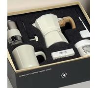 Decana 6-Cup Moka Pot Coffee Gift Set - 6-Piece Stovetop Espresso Maker with Manual Coffee Bean Grinder, Ceramic Mug, Storage Jar, Filters & Brush - Gift Box for Coffee Lovers