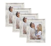decanit 4x6 Picture Frames Rustic Distressed White Wood Pattern High Definition Glass for Table Top Display and Wall Mounting Photo Frame，Pack of 4