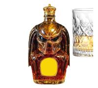 Decanter, 300ml Funny Whiskey Bottle, Strong Glass 3D Transparent Engraved Decanter, Novelty Wine(A)