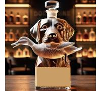 Decanter, 300ML Hound Dog Shaped Whiskey Wine Bottle, 3D Beautiful Engraved Glass Decanter(A)
