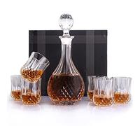 Decanter and Glasses Set, Elegant Liquor Glass Decanter, Perfect Engraved Decanter Glasses Set for Whiskey,Bourbon, Brandy and Vodka,Gifts for Family Friends Men(Athena)