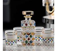 Decanter - Art Statue, 850ml Hand-painted Luxury Decanter Set, Home Crystal Glass Bottle Sculpture With 4 Cups, Wine Dispenser Ornaments, Home Wine Cabinet Decorations(B)