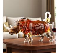 Decanter, Funny Animal 3D Engraved Whiskey Decanter 1000ml - Hand-Blown Glass Liquor Dispenser, Leak-Proof