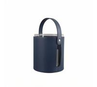 Decanter Ice Bucket Beverage Tabletop Centerpiece Glass Container Leather Cover Viewing Window With Carry Handle Suitable for home bar dining table living room hotel cart, Blue, 18 17 19cm