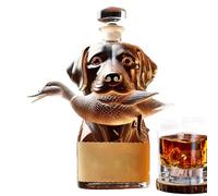 Decanter Whiskey Bottle - Airtight Alcohol Holder, Detailed Dog Statue Container, Quality Liquor Display Piece, Strong Clear Glass | Decor