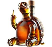Decanter, Whiskey Decanter, 350ml Turtle Wine Showing Its Middle Finger, 5.1x5.1x7.1 Transparent Glass Whisky Flask with Stopper for Gifts