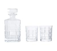 Decanter With 2 Tumblers, Modern 850ml Whiskey Decanter & Tumblers, Textured Barware Jug, Crystal Drinkware Premier Housewares Clear One Size