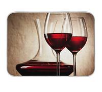 Decanter with Red Wine and Glass Ancient Background Kitchen Dish Drying Mat, Absorbent Microfiber Pad Drainer, Heat-resistant Countertops Sinks Protector with Hanging Loop 16"x18"