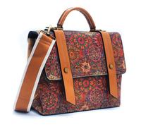 DeCarbonize Cork Handbag Women's Mini Messenger Vintage Design Crossbody Handbag Vegan Leather Sustainable, Burgundy Pattern, One Size