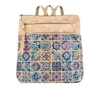 DeCarbonize Women's backpack made of cork vegan leather sustainable women's handbag (Azulejos)