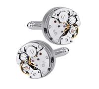 DECARETA 2 PCS Cufflinks Clockwork Mens Cufflink Vintage Watch Movement Shape Gift with an Elegant Storage Display Box for Thanksgiving Day Wedding Anniversaries Birthday Christmas Gifts