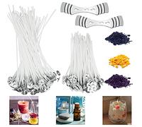 DECARETA Candle wick set White Natural Cotton Candle Wicks with 2 Wick Holders for DIY candle making