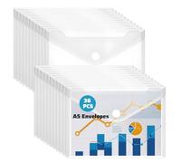 DECARETA Plastic Wallets,36 Pack A5 Folders Wallets,Document Files Popper Wallets Transparent Envelopes with Small Label Pocketand Button Closure for Home,Office,School (23.8 X16.8cm)