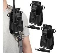 DECARETA Radio Holder,Walkie Talkie Holder,2 Pack Pouch Case Holder,Nylon Belt Case Bag with 2 Adjustable Shoulder Strap,Two Way Radio Holder Holster Case for Police,Fireman,Security Officer(Black)