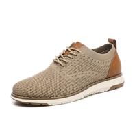 DECARSDZ Casual Dress Shoes for Men Fashion Lace-Up Mesh Fabric Oxfords Breathable Lightweight for Daily Walking Breeze Sneakers, Beige, 6 UK