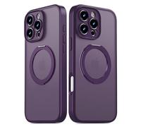 DecaStars for iPhone 16 Pro Max Case Upgraded 360° Spin Magnetic Stand, Compatible with Magsafe, Military Protection, Full Camera Protection, Translucent Matte Phone Case for iPhone 16 Pro Max Purple