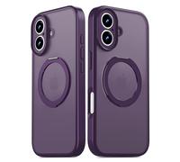 DecaStars for iPhone 17 Case Upgraded 360° Spin Magnetic Stand, Compatible with Magsafe, Military Protection, Full Camera Protection, Translucent Matte Phone Case for iPhone 17 Purple