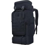 DECATRONIC 80L Hiking Backpack - Large Military Tactical Backpack with Springs, Waterproof and Adjustable Shoulder Straps for Trekking, Camping and Travel (Black)