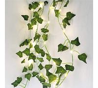 Decdeal Green Leaf Rattan Artificial Ivy Garland Fake Leaf Plants Vine Garland String Light 2 Meters 20 LEDs USB Powered Wedding Party Christmas Holiday Patio Decoration for Home Garden Patio