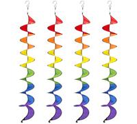 DECEED 4 PCS Rainbow Wind Spinner, Outdoor Hanging Windsock Streamers Colorful Windmill for Yard Garden Patio Decor, Bird Scare Windsocks to Keep Birds Away(87in)