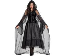 DECEED Black Lace Veil, Halloween Gothic Shawl Matching Lace Gloves Set | Women Dark Funeral Halloween Vampire Witch Cosplay Wedding Accessorie, Halloween Funeral Vampire Costume Accessories
