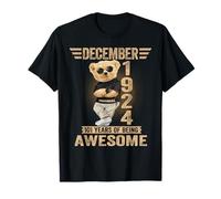 December 101st Birthday Men Women 1924 Awesome Teddy Bear T-Shirt