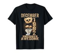 December 33rd Birthday Men Women 1992 Awesome Teddy Bear T-Shirt