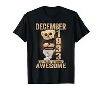 December 92nd Birthday Men Women 1933 Awesome Teddy Bear T-Shirt