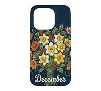 December Birth Flower Narcissus & Holly Birthday Case for iPhone 15 Pro