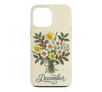 December Birth Flower Narcissus & Holly Floral Birthday Case for iPhone 13 Pro Max