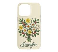 December Birth Flower Narcissus & Holly Floral Birthday Case for iPhone 15 Pro Max