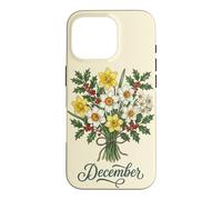 December Birth Flower Narcissus & Holly Floral Birthday Case for iPhone 16 Pro