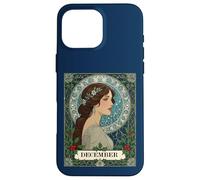 December Birthday Holly Berries Winter Blue Case for iPhone 16 Pro Max