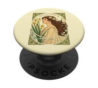 December Birthday Narcissus Art Nouveau Illustration PopSockets Adhesive PopGrip