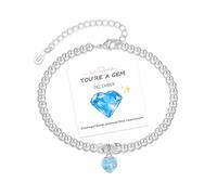 December Birthstone Bracelet-Meaningful Birthday Gifts for Women Adjustable Sterling Silver Heart Bracelet Dainty Personalized Jewelry Gift for Her Mom Sister Daughter Friends