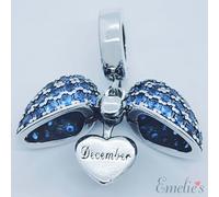 (December) Birthstone Charm for Pandora Bracelet. Birthday Charm for Bracelet or Necklace