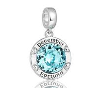 December Birthstone Charms for Women Bracelets Blue Round Charm fit Pandora Bracelets Jewellery Gifts for Women Girls