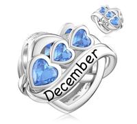 December Blue Topaz Birthstone Charm for Pandora Bracelet Birthday Bead