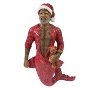 December Diamonds Bedtime Santa Merman with Bear Holiday Ornament