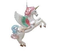 December Diamonds Blown Glass With Plastic Overlay Unicorn with Wings Ornament