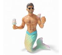 December Diamonds Creamtastrophe Merman Ornament 55-55513, 6.75 Inch Hanging Merman with Pastel Tail, Sunglasses, and Ice Cream, Decorative Collectible