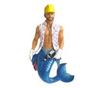 December Diamonds Power Tool Merman Ornament 55-55515, 7 Inch Hanging Merman with Blue Tail, Hard Hat, Checked Vest, and Power Tool, Decorative Collectible