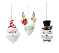 December Diamonds Retro Character Ornaments - Set of 3 Hand-Painted Holiday Ornaments - Vintage Christmas Tree Décor