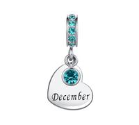 December Green Cubic Zirconia Birthstone Heart Dangle Charm Compatible with Pandora Charms Bracelets
