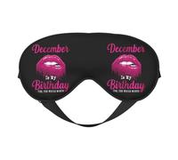 December is My Birthday Glitter Pink Lips Eye Mask Sleep Mask Light BlockBlindfold Night Eyes Cover Soft Pressure-Free Eyeshade with Elastic Strap for Home Travel Office Nap Yoga